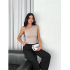 Osy Modal Yumuşak Dokulu Kumaş Bisiklet Yaka Sıfır Kol Bluz Omuz Toka Aksesuar Detaylı - Bej 162341 Osy Modal Yumuşak Dokulu Kumaş Bisiklet Yaka Sıfır Kol Bluz Omuz Toka Aksesuar Detaylı - Bej 162341