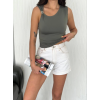Osy Modal Yumuşak Dokulu Kumaş Bisiklet Yaka Sıfır Kol Bluz Omuz Toka Aksesuar Detaylı - Haki 162344 Osy Modal Yumuşak Dokulu Kumaş Bisiklet Yaka Sıfır Kol Bluz Omuz Toka Aksesuar Detaylı - Haki 162344