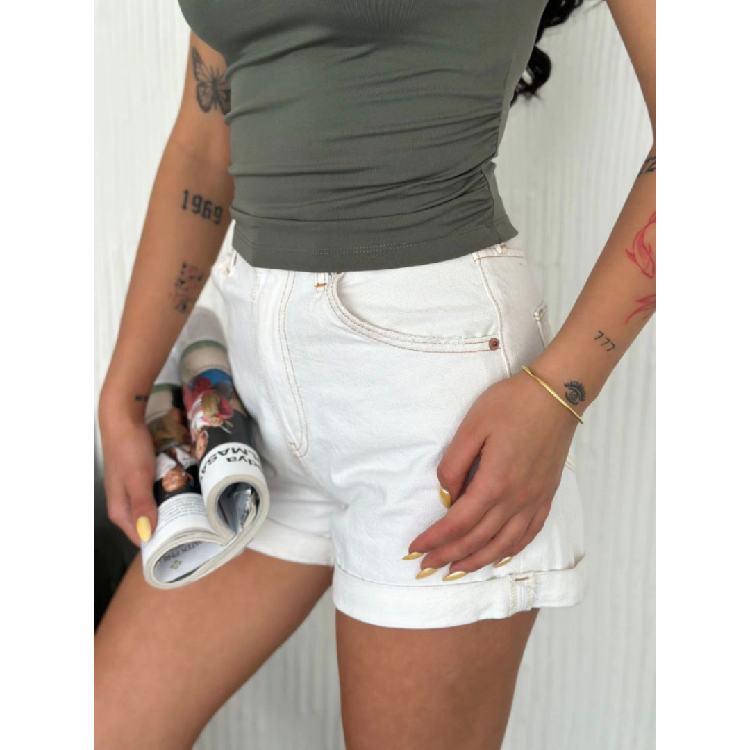 Osy Modal Yumuşak Dokulu Kumaş Bisiklet Yaka Sıfır Kol Bluz Omuz Toka Aksesuar Detaylı - Haki 162344 Osy Modal Yumuşak Dokulu Kumaş Bisiklet Yaka Sıfır Kol Bluz Omuz Toka Aksesuar Detaylı - Haki 162344