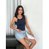 Osy Modal Yumuşak Dokulu Kumaş Bisiklet Yaka Sıfır Kol Bluz Omuz Toka Aksesuar Detaylı - Lacivert 162345 Osy Modal Yumuşak Dokulu Kumaş Bisiklet Yaka Sıfır Kol Bluz Omuz Toka Aksesuar Detaylı - Lacivert 162345
