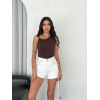 Osy Modal Yumuşak Dokulu Kumaş Bisiklet Yaka Sıfır Kol Bluz Omuz Toka Aksesuar Detaylı - Kahverengi 162346 Osy Modal Yumuşak Dokulu Kumaş Bisiklet Yaka Sıfır Kol Bluz Omuz Toka Aksesuar Detaylı - Kahverengi 162346