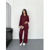 Yakalı Düğmeli Uzun Kollu Gömlek Pantolon Ikili Takım - Bordo 162349 Yakalı Düğmeli Uzun Kollu Gömlek Pantolon Ikili Takım - Bordo 162349