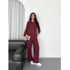 Yakalı Düğmeli Uzun Kollu Gömlek Pantolon Ikili Takım - Bordo 162349 Yakalı Düğmeli Uzun Kollu Gömlek Pantolon Ikili Takım - Bordo 162349