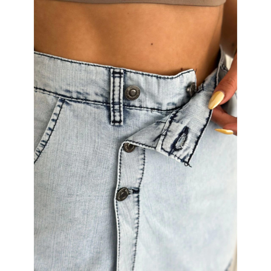Kot Jeans Kesimetrik Kesim Cepli Şortlu Etek - Gri 162724 Kot Jeans Kesimetrik Kesim Cepli Şortlu Etek - Gri 162724