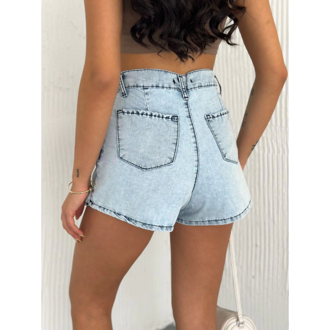 Kot Jeans Kesimetrik Kesim Cepli Şortlu Etek - Gri 162724 Kot Jeans Kesimetrik Kesim Cepli Şortlu Etek - Gri 162724