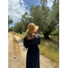 Keten Kısa Kollu Uzun Elbise - Lacivert - 162815 Keten Kısa Kollu Uzun Elbise - Lacivert - 162815