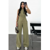 Keten Asimetrik Tek Omuzlu Bluz Pantalon Takım- Su Yeşili 162885 Keten Asimetrik Tek Omuzlu Bluz Pantalon Takım- Su Yeşili 162885