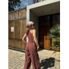 Keten Asimetrik Tek Omuzlu Bluz Pantalon Takım- Bordo 162886 Keten Asimetrik Tek Omuzlu Bluz Pantalon Takım- Bordo 162886