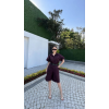 Yakalı Gömlek Kemerli Şortlu Takım - Bordo 162889 Yakalı Gömlek Kemerli Şortlu Takım - Bordo 162889