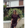 Kısa Kollu Uzun Yandan Yırtmaçlı Elbise - Kahverengi 162892